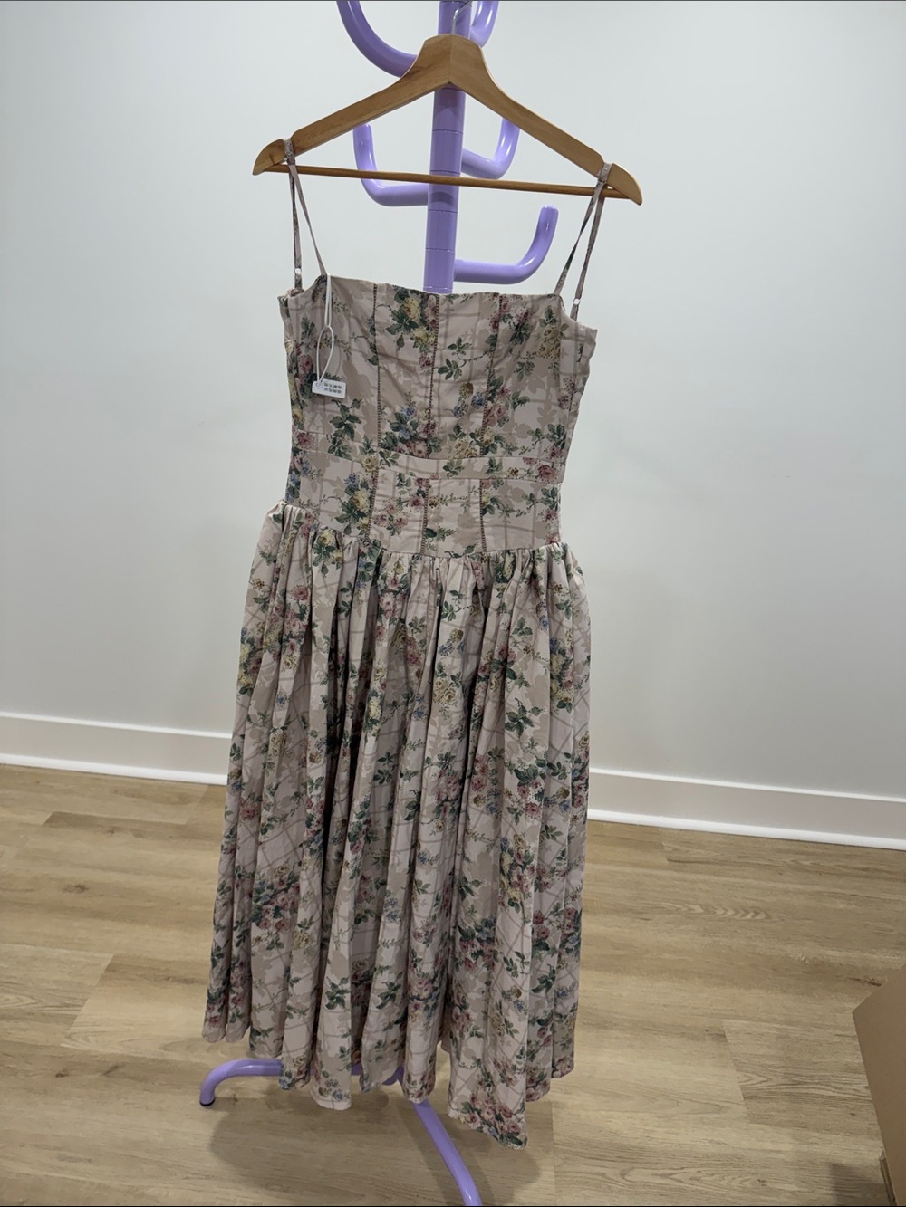 Floral Spaghetti Strap Midi Dress in Blush